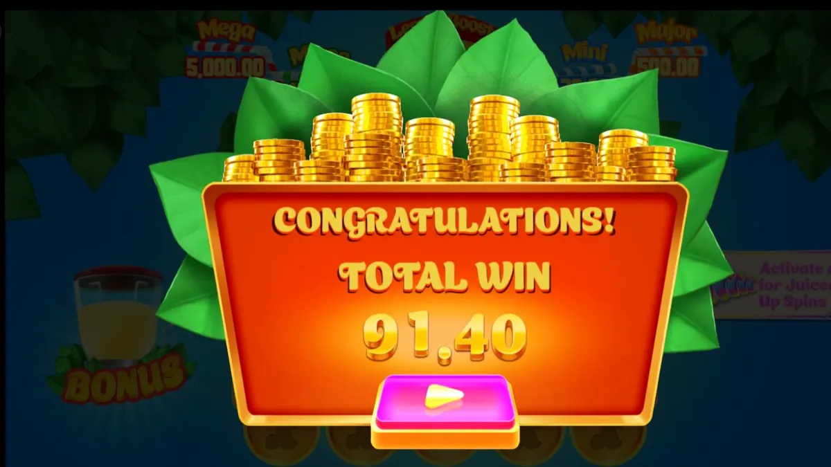 Lucky Lemons 2 Juiced Up slot machine interface with vibrant citrus theme